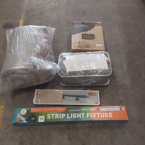 PALLET OF ASSORTED ITEMS INCLUDING: ELECTRIC BLANKET, STRIP LIGHT FIXTURE, SLIMLINE HEATER, KIDOOLA ADJUSTABLE POTTY, BLANKET ECT