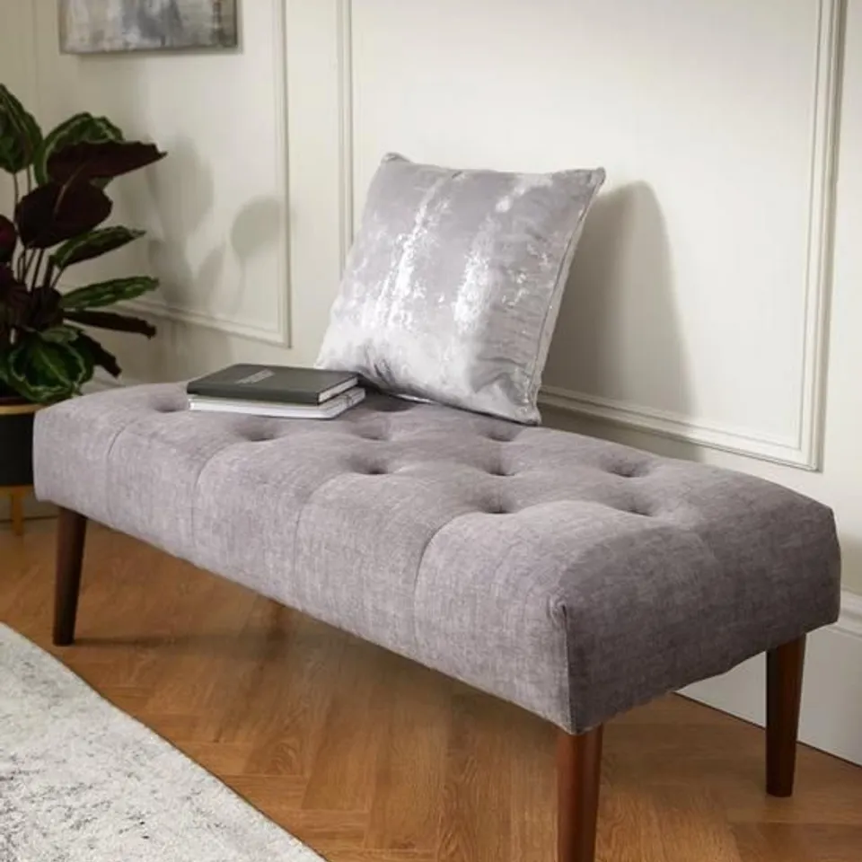 GRADE 1 BOXED CHESTERFIELD BENCH IN GREY - 1 BOX 