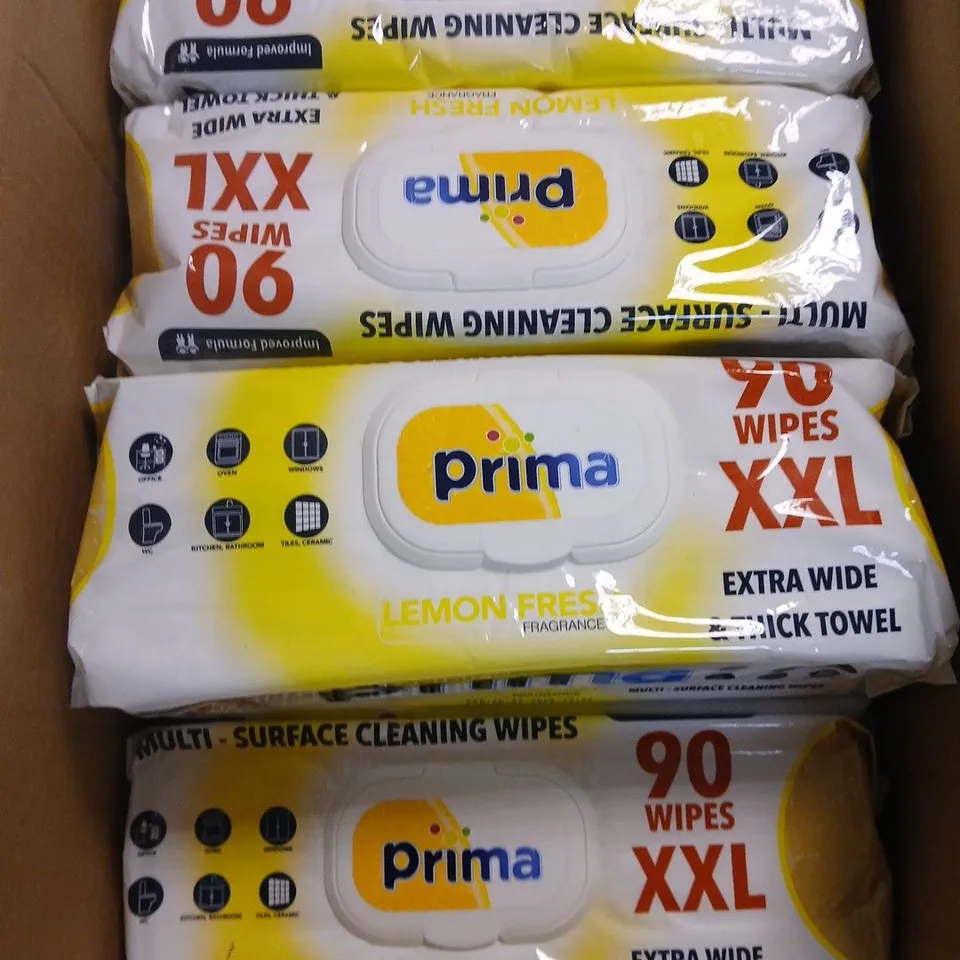 PRIMA LEMON FRESH FRAGRANCE MULTI-SURFACE CLEANING WIPES – 12 PACK BULK BOX