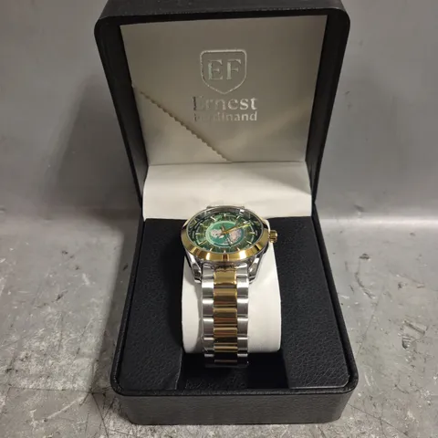 MENS ERNEST FERDINAND WATCH – GLOBAL DIAL – STAINLESS STEEL STRAP