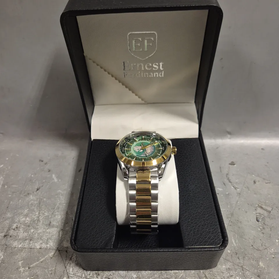 MENS ERNEST FERDINAND WATCH – GLOBAL DIAL – STAINLESS STEEL STRAP