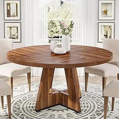 BOXED TRIBESIGNS ROUND DINING TABLE, 47 INCH DINING ROOM TABLES FOR 4 PEOPLE (1 BOX)