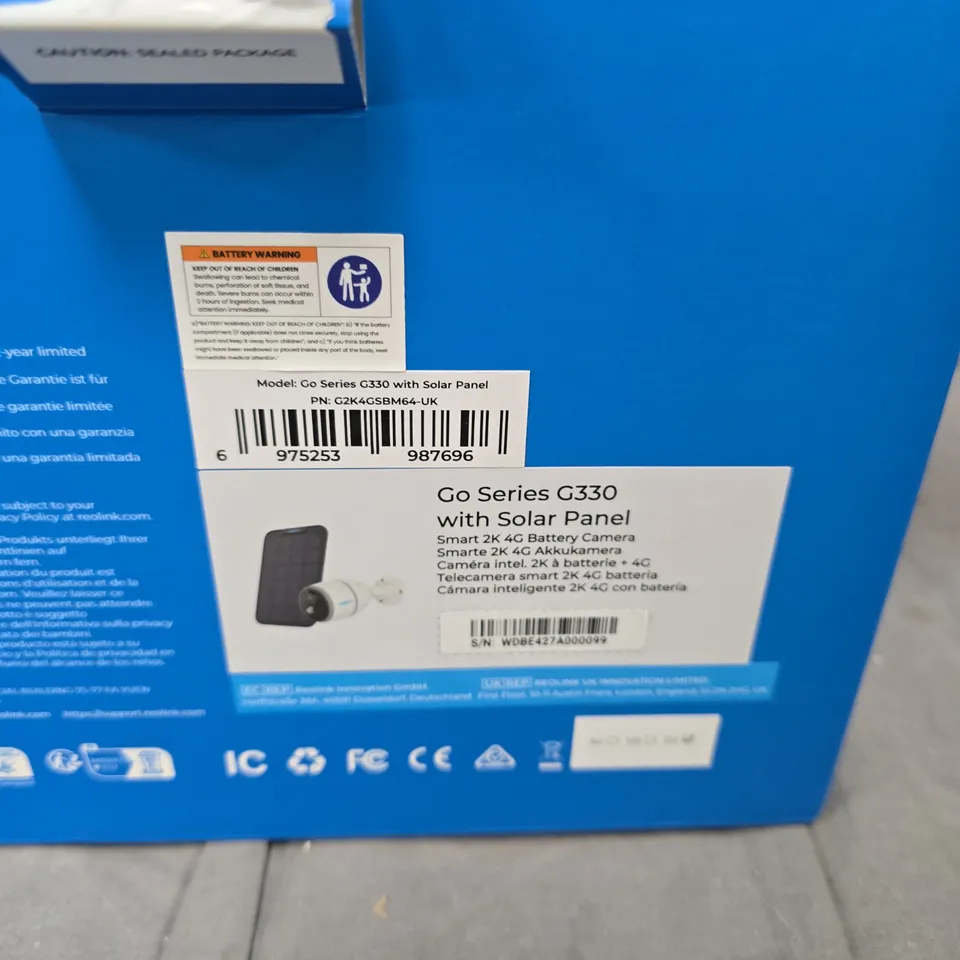 REBLINK GO SERIES G330 WITH SOLAR PANEL – BOXED 2K BATTERY CAMERA