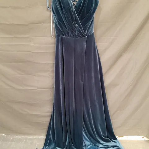 CHRISTINA WU SATIN SLATE BLUE OCCASIONAL DRESS - 6