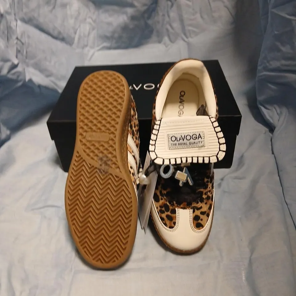 OLAVOGA LEOPARD PRINT SNEAKERS – WOMEN’S SHOES, UK 3 (EU 36) WITH BOX