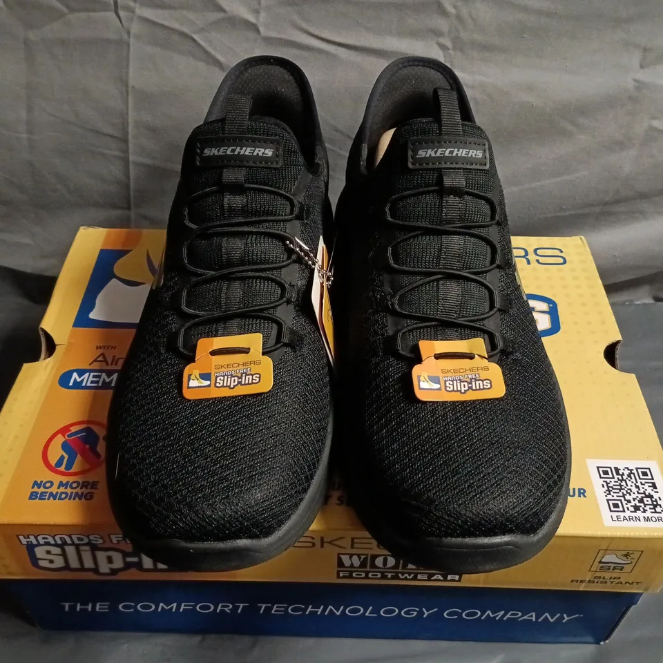 BOXED PAIR OF SKECHERS WORK SLIP-INS BLACK MEMORY FOAM INSOLE – UK SIZE 6