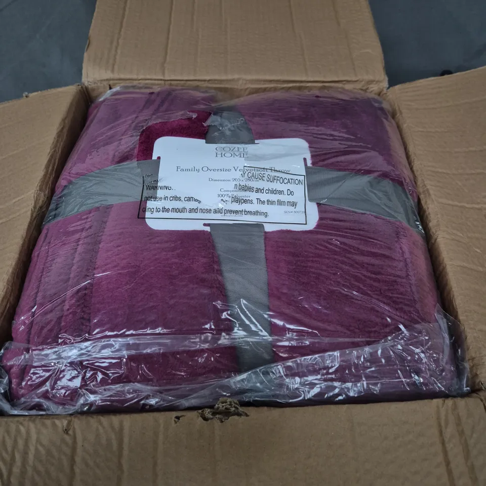 COZEE HOME FAMILY OVERSIZE VELVETSOFT THROW - PLUM