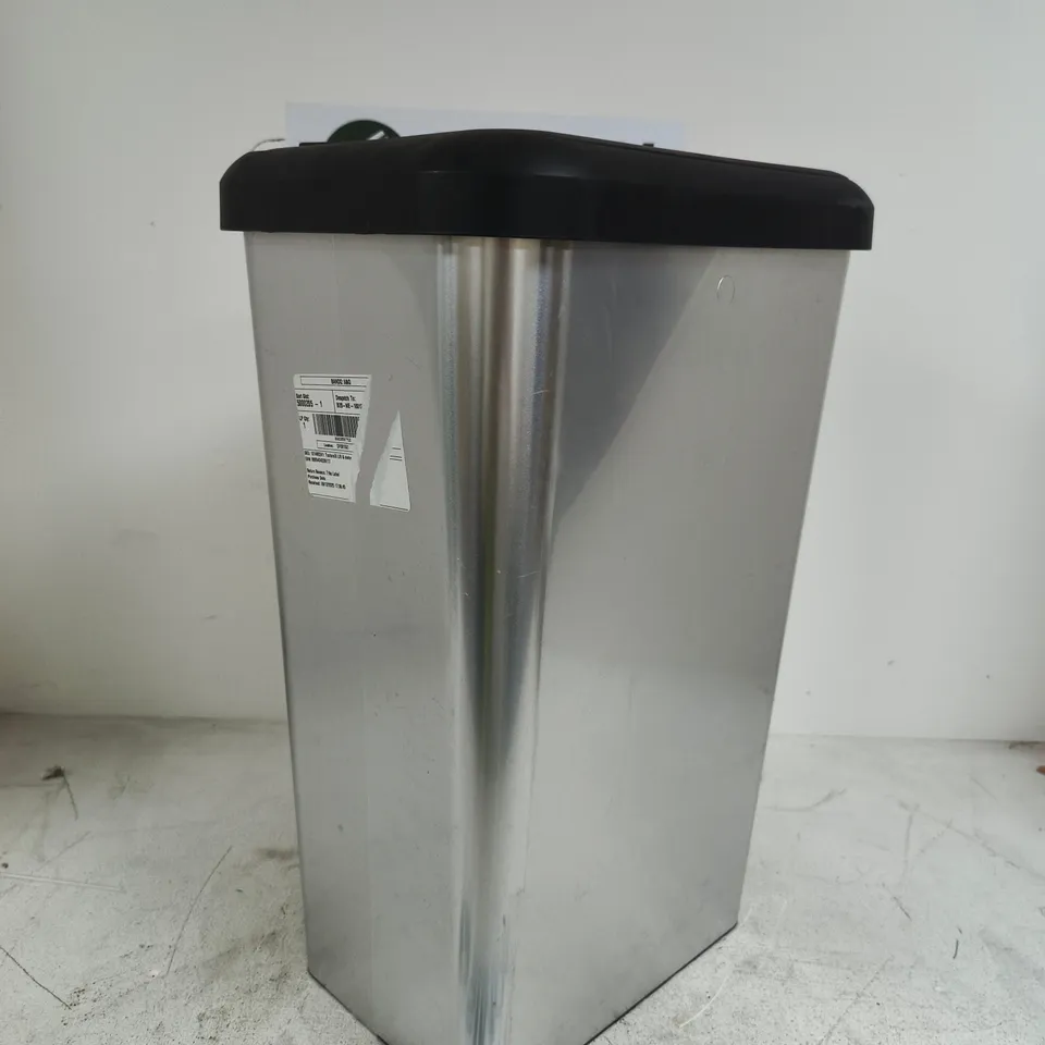 SILVER PLASTIC BIN WITH BLACK LID