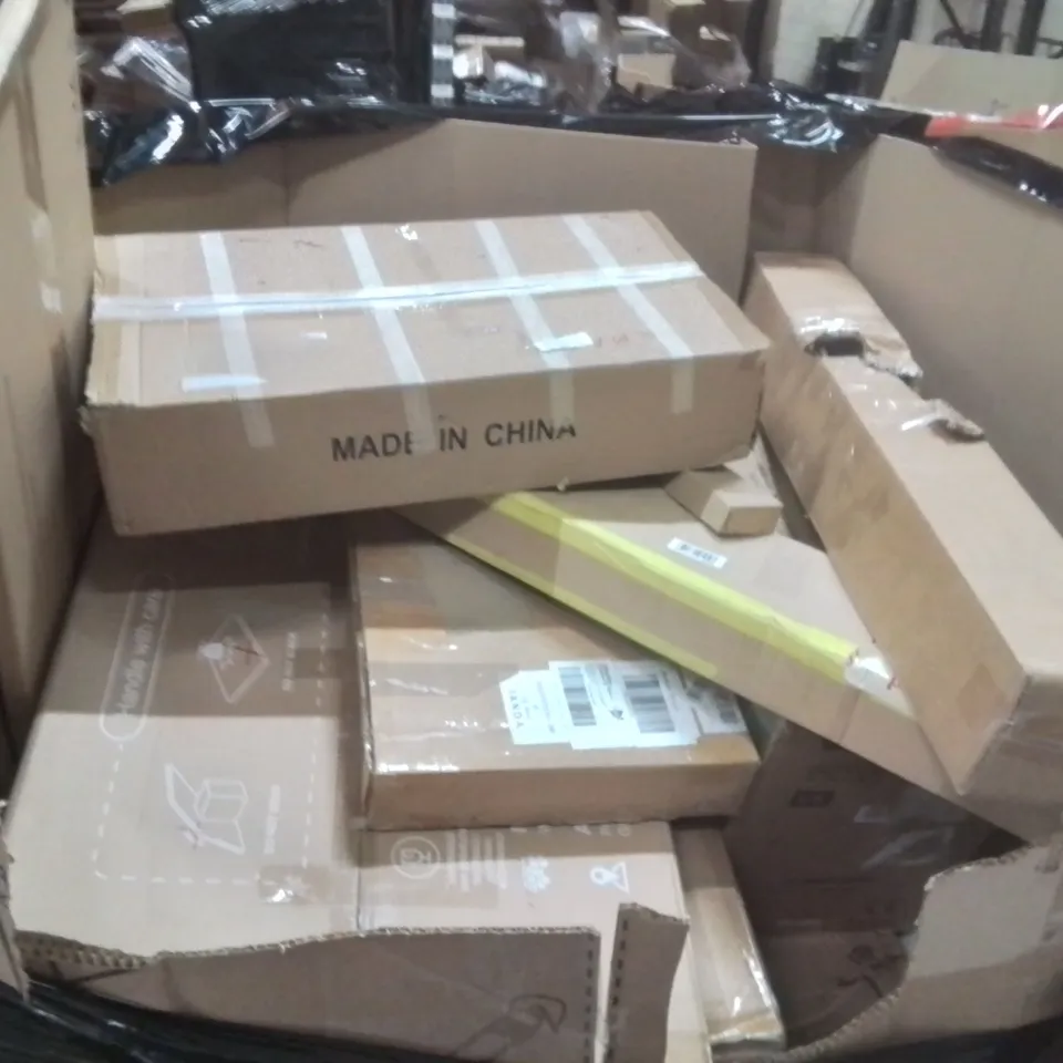 PALLET OF ASSORTED HOUSEHOLD GOODS AND PRODUCTS TO INCLUDE;ARTIFICIAL TREE,VACUUM STAND,LAMP