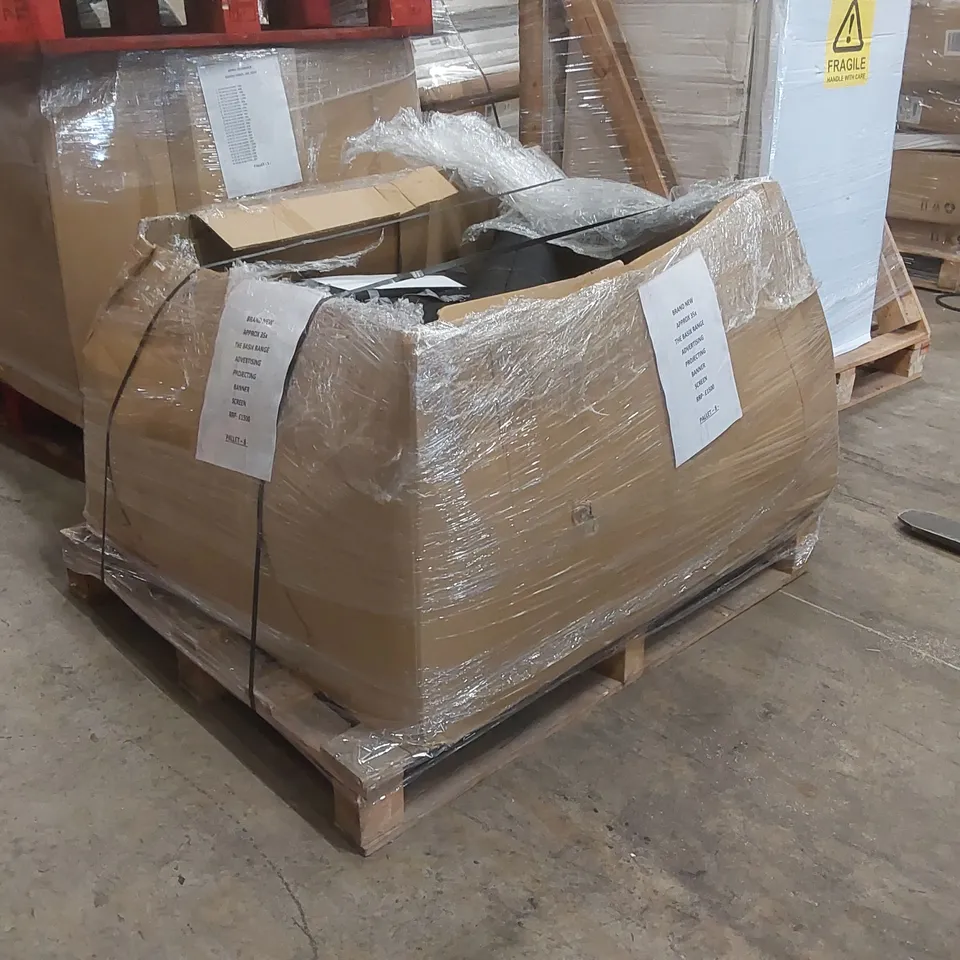 PALLET CONTAINING APPROXIMATELY 35x THE BASIX RANGE ADVERTISING PROJECTING BANNER SCREENS