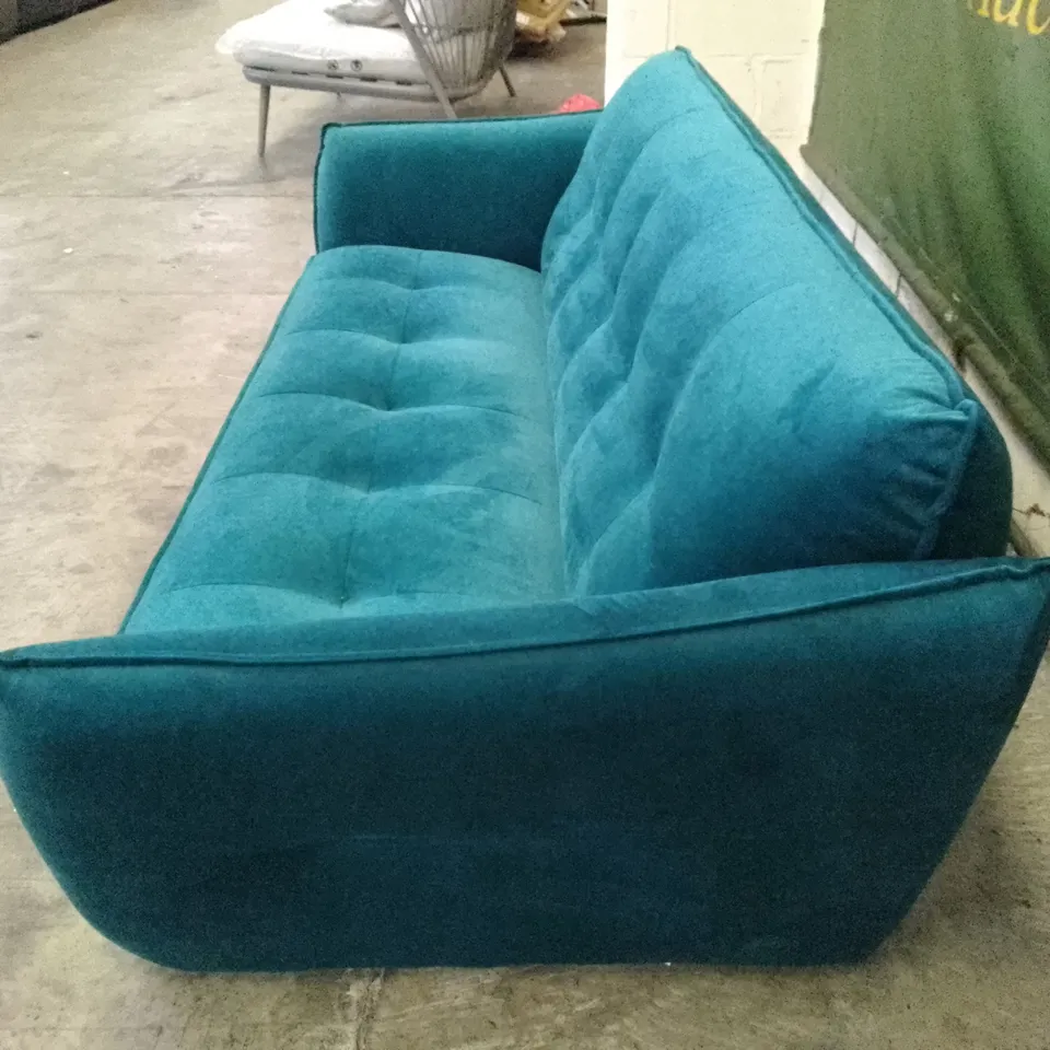 QUALITY ITALIAN DESIGNER SEVILLE LARGE SOFA - TEAL VELVET FABRIC