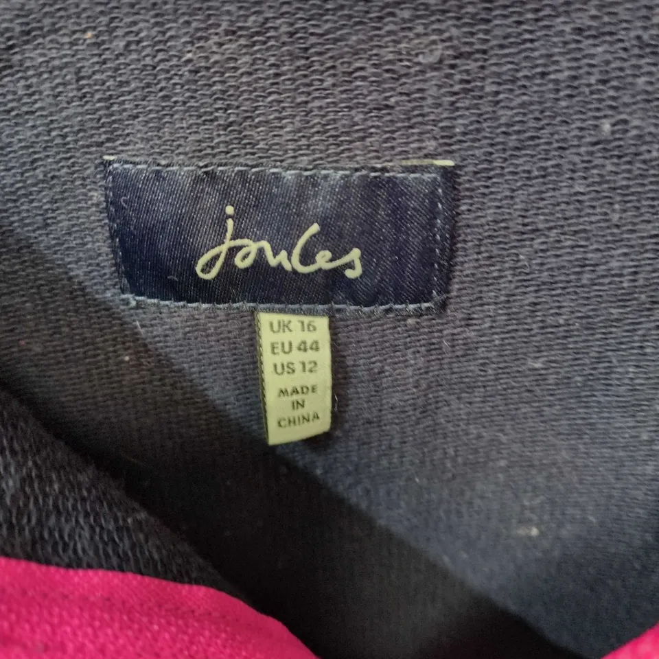 JOULES WOMEN’S NAVY ZIP-FRONT TOP WITH PINK STRIPE PATTERN, UK 16