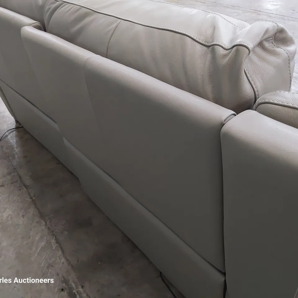 QUALITY ITALIAN DESIGNER DEGANO POWER RECLINING THREE SEATER SOFA GREY LEATHER 