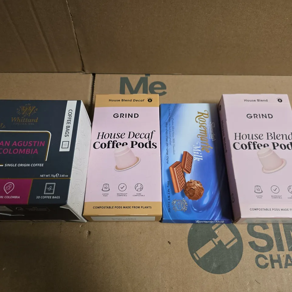 APPROXIMATELY 5 ASSORTED FOOD ITEMS TO INCLUDE - CHOCOLATE, COFFEE PODS AND COFFEE BAGS 