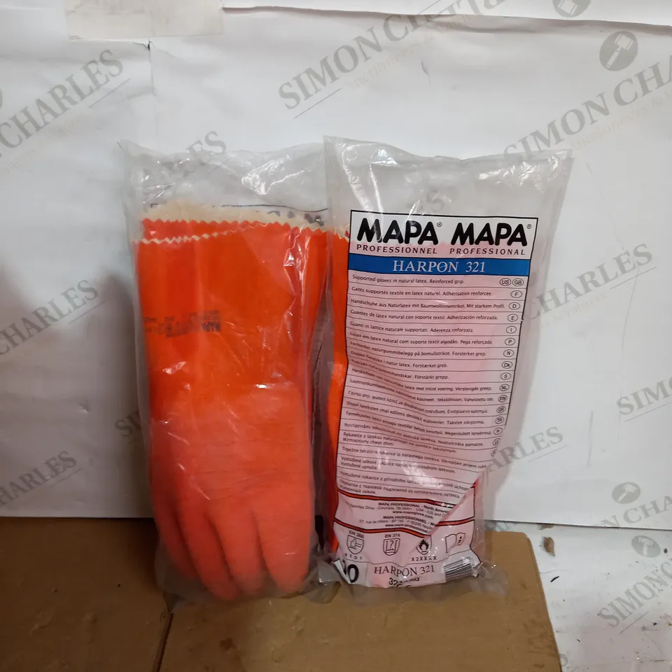 BOX OF APPROXIMATELY 30 ASSORTED BRAND NEW MAPA HARPON 321 ORANGE GLOVES