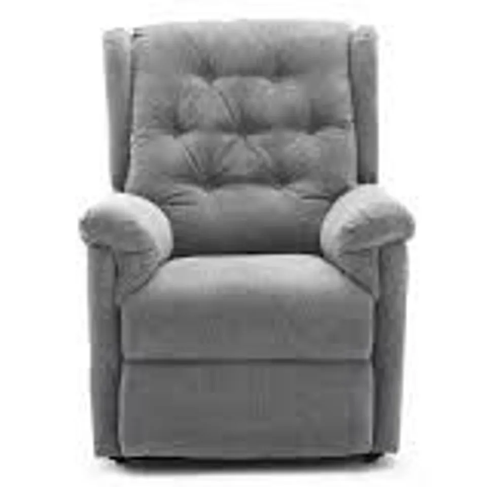 BOXED DESIGNER GREY FABRIC POWERED RECLINING EASY CHAIR (2 BOXES)
