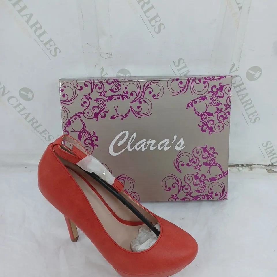 APPROXIMATELY 10 PAIRS OF BOXED CLARAS ROJO HEELS IN VARIOUS SIZES 
