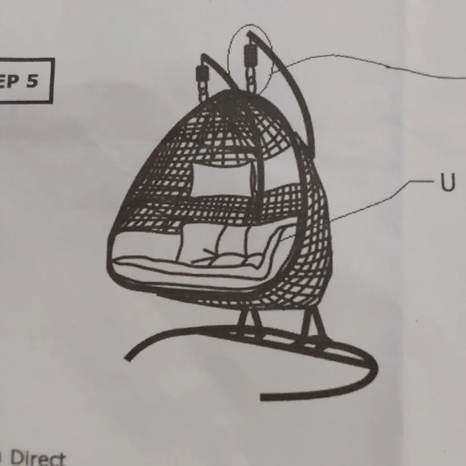 BOXED MANILA DOUBLE HANGING CHAIR IN GREY 