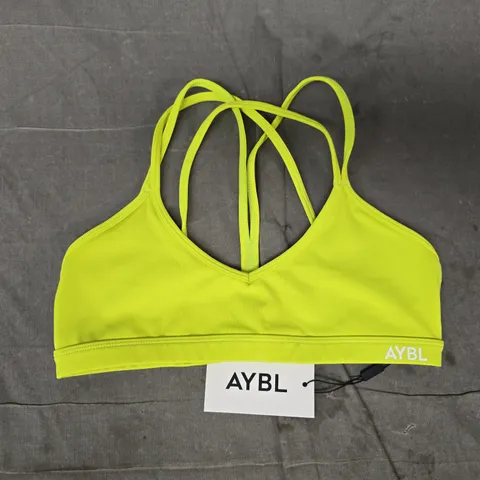 AYBL ESSENTIAL STRAPPY SPORTS BRA IN LIME PUNCH SIZE SMALL
