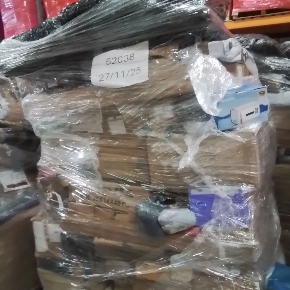 PALLET OF ASSORTED HOUSEHOLD GOODS AND PRODUCTS TO INCLUDE;WATER FLOSSER,HD PROJECTOR,FRUIT BASKET