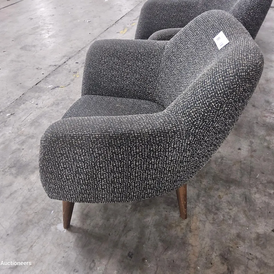 SET OF FOUR UPHOLSTERED ARMCHAIRS GREY FABRIC