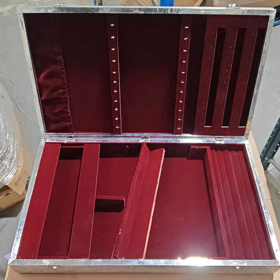 Ornate silver-plated jewellery box with mirrored lid