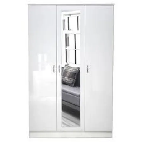 CHILTON 3 DOOR MIRRORED WARDROBE IN WHITE GLOSS(BOX 3 OF 3 ONLY)