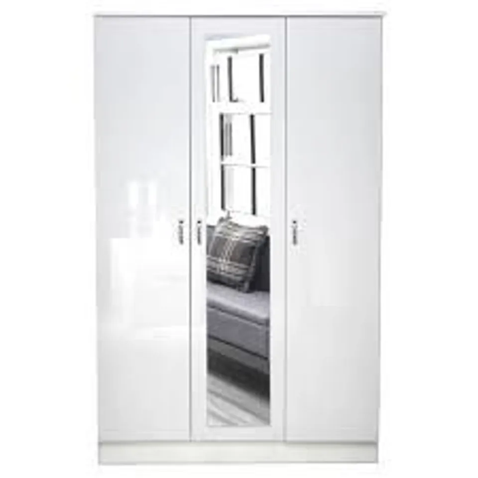 CHILTON 3 DOOR MIRRORED WARDROBE IN WHITE GLOSS(BOX 3 OF 3 ONLY)