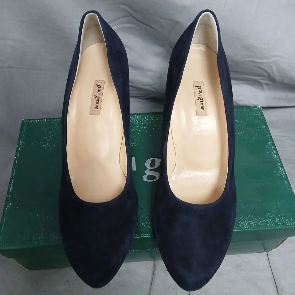 PAUL GREEN NAVY SUEDE PLATFORM COURT SHOES – UK 7