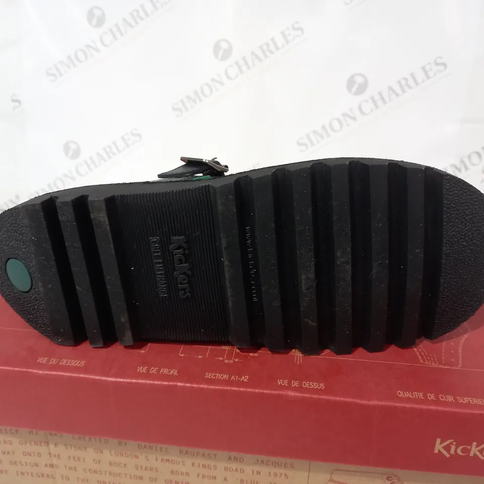 KICKERS LO AZTEC LEATHER SCHOOL SHOES BLACK SIZE 7