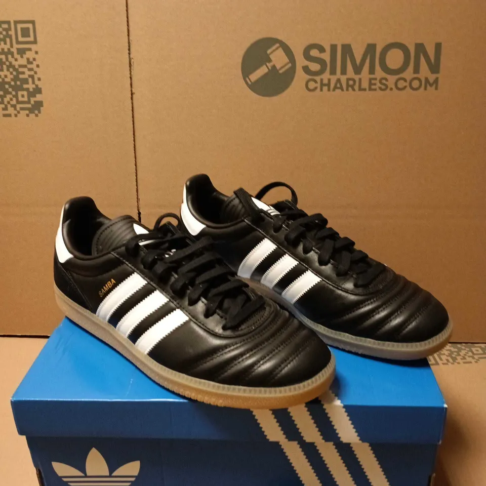 ADIDAS SAMBA JP TRAINERS – BLACK, WHITE 3-STRIPES, UK 10 (US 10.5)