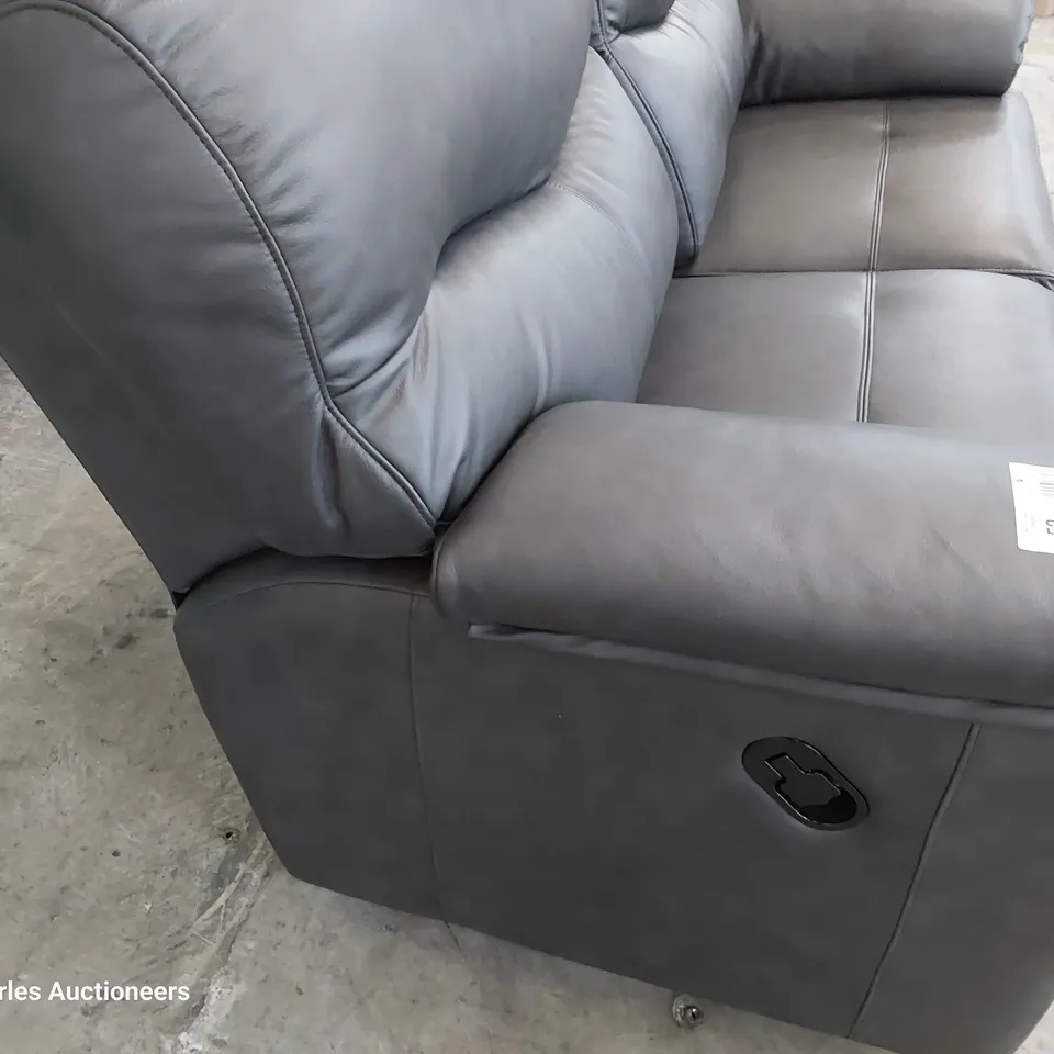 QUALITY BRITISH DESIGNER G PLAN STRATFORD MANUAL RECLINING TWO SEATER SOFA REGENT CHARCOAL LEATHER 