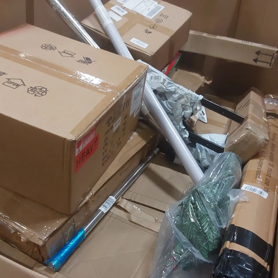 PALLET OF ASSORTED HOUSEHOLD GOODS AND PRODUCTS TO INCLUDE: GAMING CHAIR, ELECTRIC FLOOR HEATING, ANKLE SPLINT, HALOGEN HEATER ECT