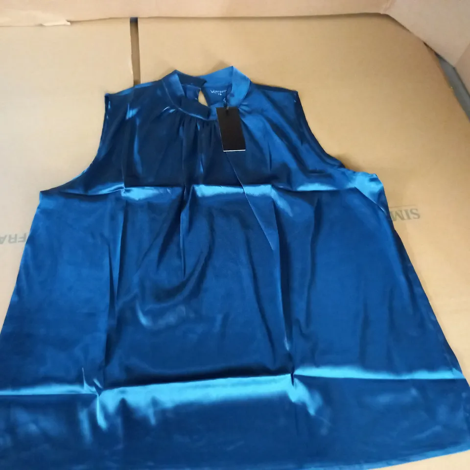 BRAND NEW KINTSUGI WOMENS TEAL SLEEVELESS TOP WITH MAGNETIC FASTENING - 18