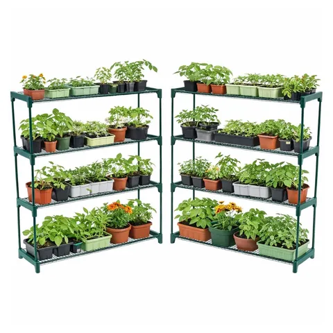 BOXED DOUBLE PACK FLOWER STAGING DISPLAY GREENHOUSE RACKING SHELVING