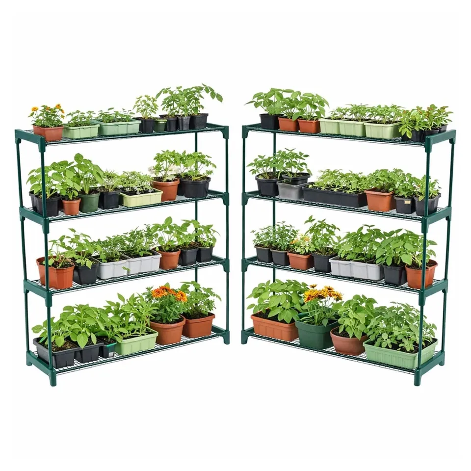 BOXED DOUBLE PACK FLOWER STAGING DISPLAY GREENHOUSE RACKING SHELVING