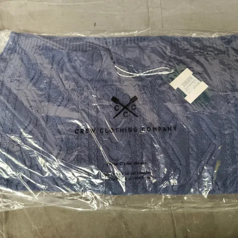 BAGGED CREW CLOTHING COMPANY MULTI CABLE HOODIE IN INDIGO SIZE 14