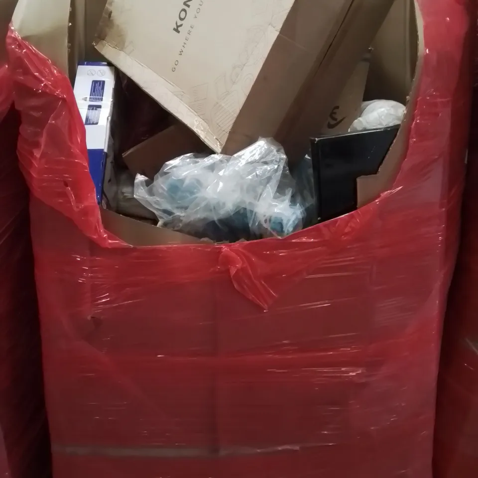 PALLET CONTAINING VARIOUS ASSORTED BOXED HOUSEHOLD ITEMS TO INCLUDE: BREASTFEEDING ENLARGEMENT PUMP KIT, SOFA COVER, CLOTHES AIRER, PET BEDS AND LOTS MORE UNMARKED BOXED ITEMS 