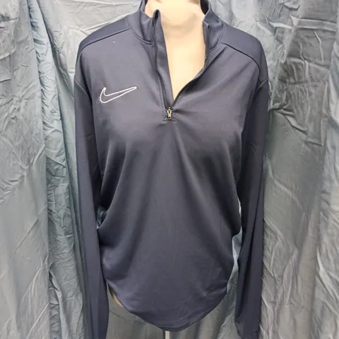 NIKE DRI-FIT ZIP TOP - NAVY, SIZE M 