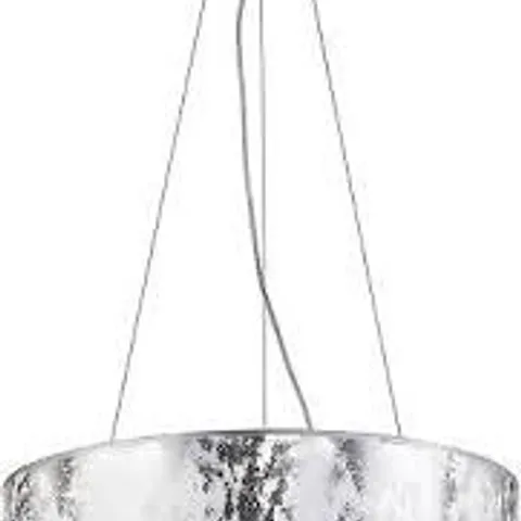 BOXED WOFI 1-LIGHT CEILING PENDANT LED DRUM,  METALIC SILVER