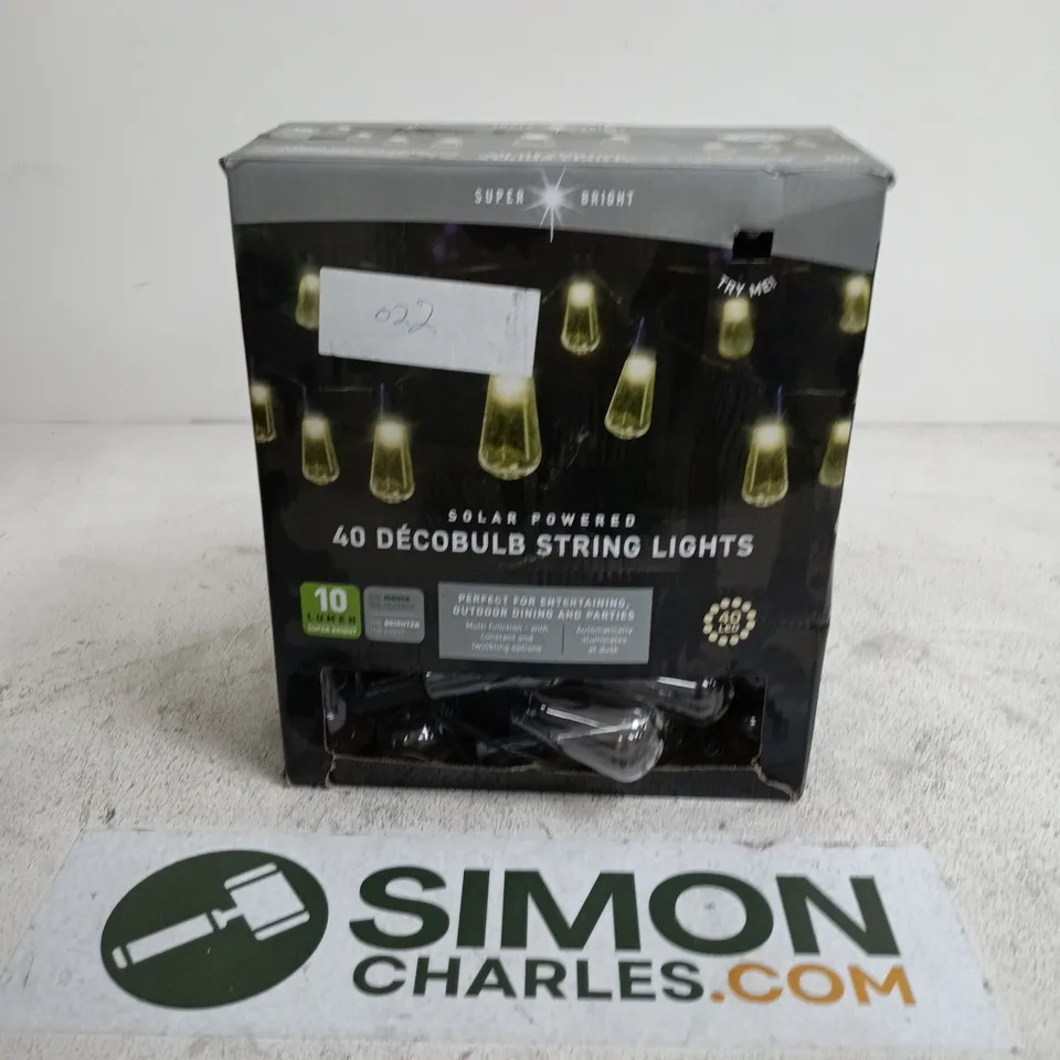 SOLAR-POWERED 40-LED DECO BULB STRING LIGHTS – GARDEN OUTDOOR LIGHTING (BOXED)