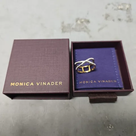 BOXED MONICA VINADER GOLDEN CROSS OVER RING 