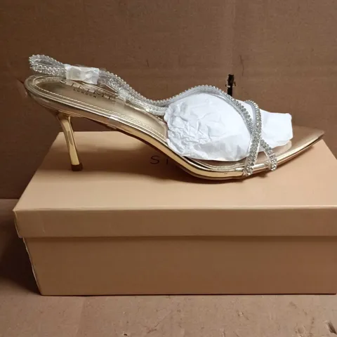 SIMMI LONDON JEREZ-7 JILL GOLD MIRROR SANDALS - UK 7