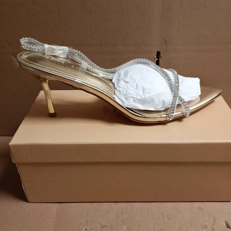 SIMMI LONDON JEREZ-7 JILL GOLD MIRROR SANDALS - UK 7 