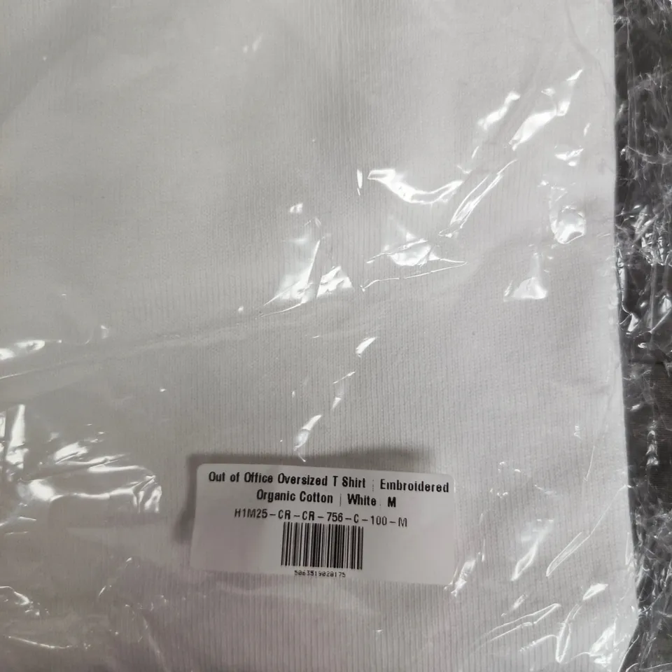 PERCIVAL OUT OF OFFICE OVERSIZED T-SHIRT – WHITE – EMBROIDERED ORGANIC COTTON – SIZE M