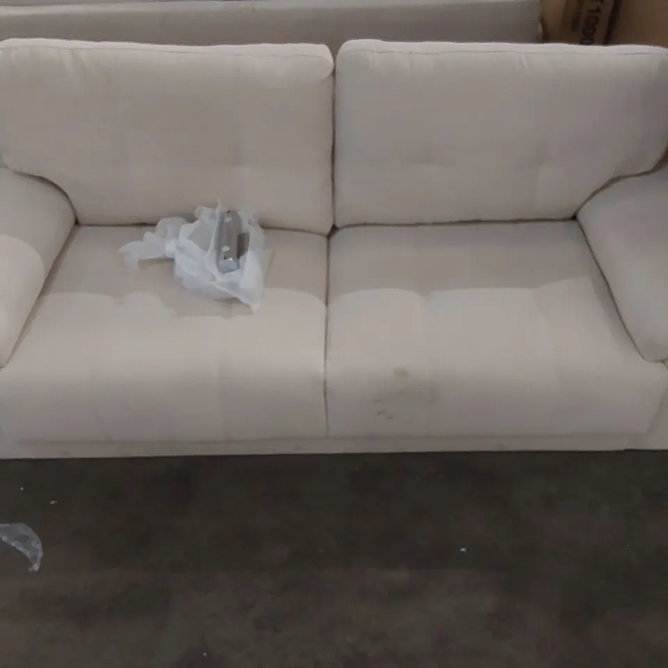 QUALITY DESIGNER KANSAS 3 SEATER SOFA, IVORY CLASSIC PLUSH FABRIC