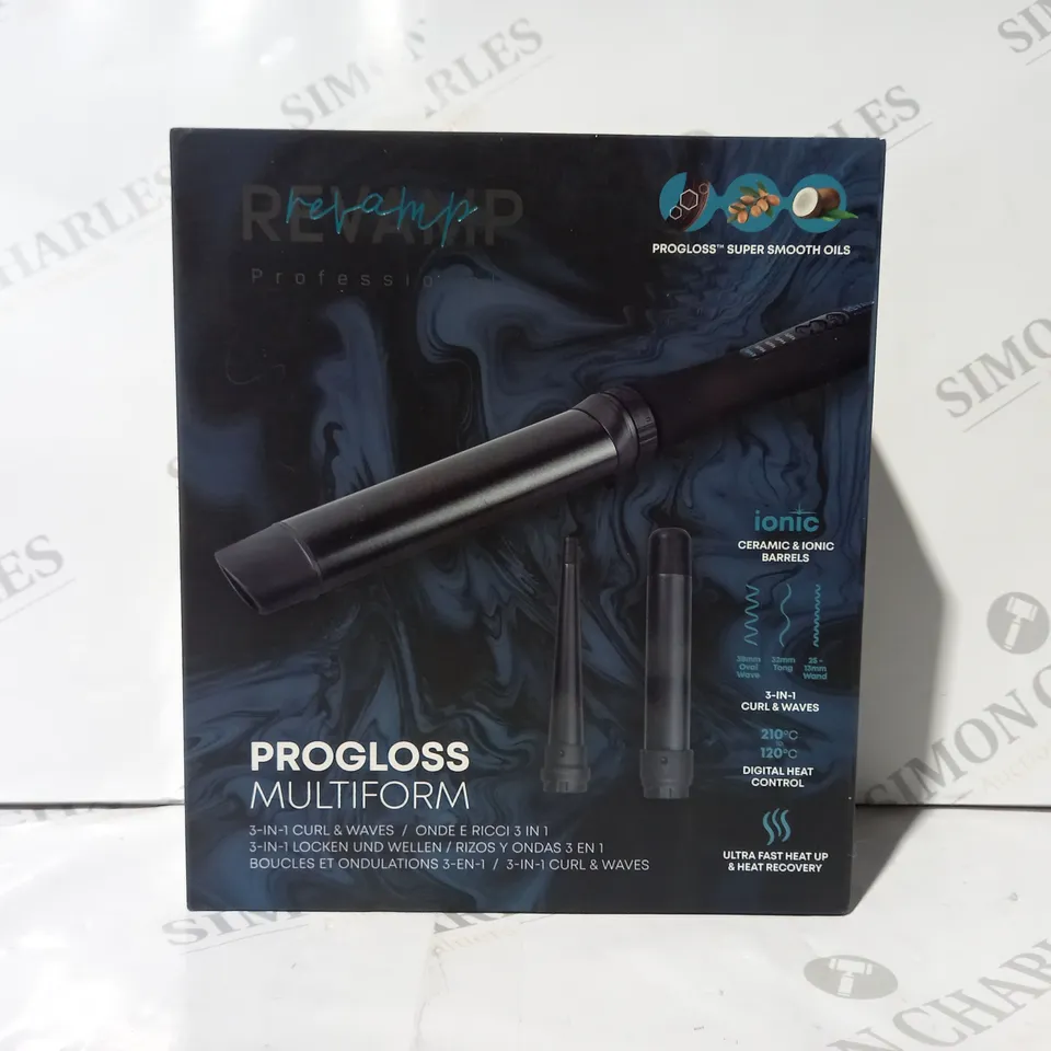 BOXED REVAMP PROFESSIONAL PROGLOSS MULTIFORM 3-IN-1 CURL & WAVES