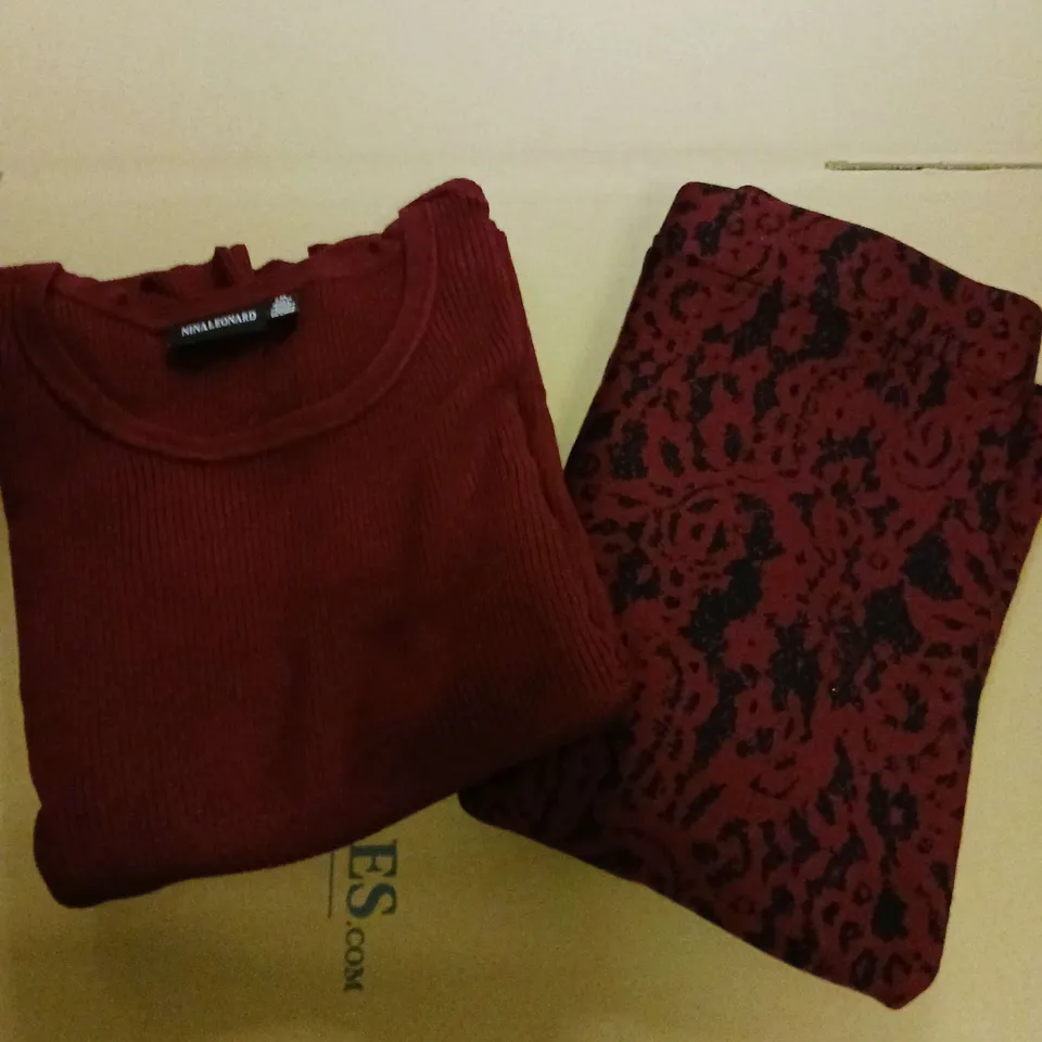 NINA LEONARD LADIES JUMPER AND JOGGERS SET DARK RED SIZE 2XL