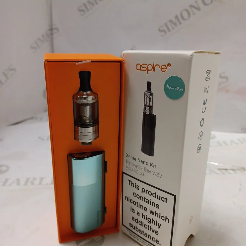 BOXED ASPIRE ZELOS NANO KIT - AQUA BLUE. 