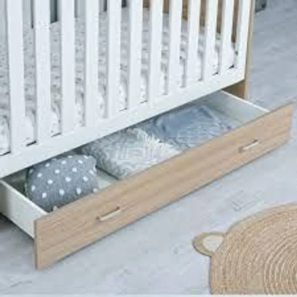 BOXED BABYMORE LUNO/VENI COT BED DRAWER, OAK - STORAGE UNDER DRAWER ONLY (1 BOX)